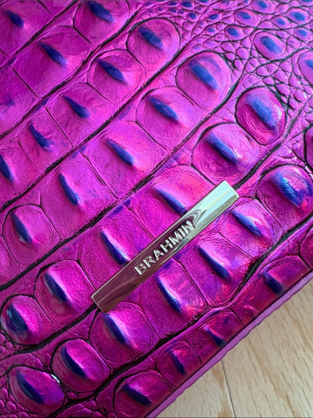 Brahmin duxbury voltage violet satchel Melbourne shoulder bag croc leather rare - Picture 13 of 17